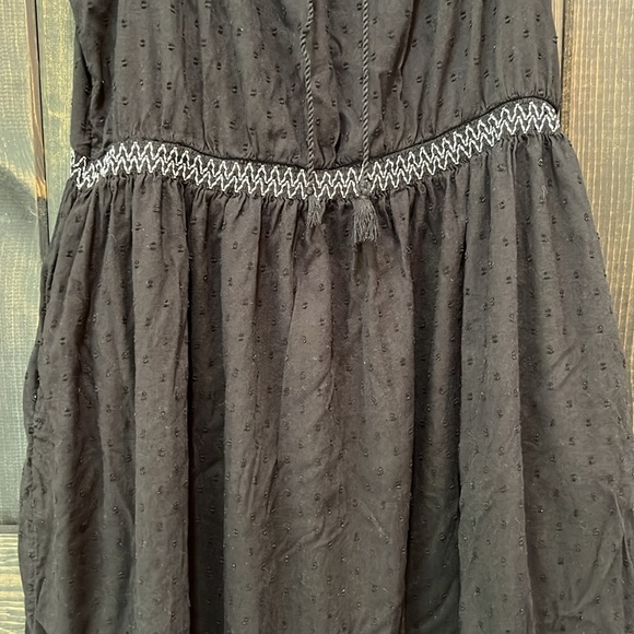Old Navy Maxi Dress L Tall Black Embroidered Square Ruffle Textured Boho Peasant - Picture 3 of 14